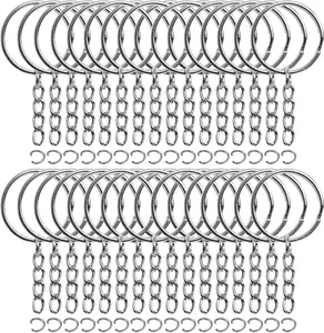 Bulk Keychains, 50PCS  1 Inch Key Rings and Chain