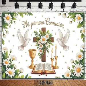 2D flat banner 1 piece, First Communion Ceremony, suitable for family gatherings, weddings, birthday parties, bar mitzvahs, ceremonies, Christmas, Thanksgiving, four seasons decoration, Party Decoration