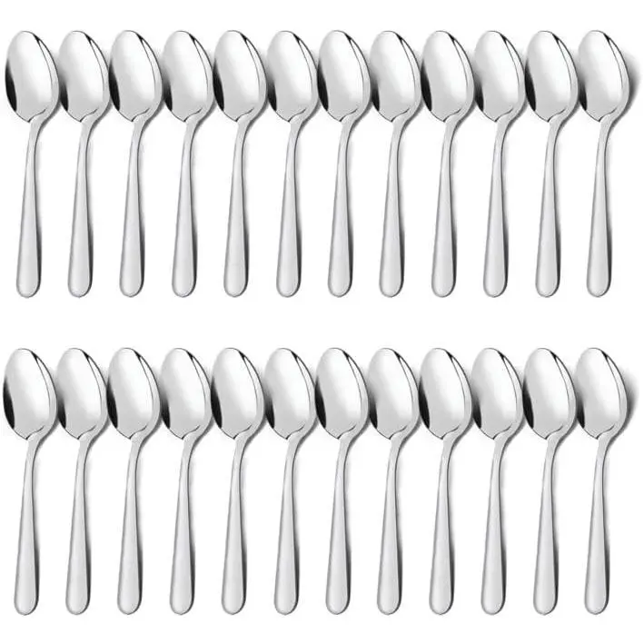 24-Piece Dinner Spoons Set (6.7 inch), Unokit Stainless Steel Spoons silverware, Dessert Spoon, Tablespoon, Silverware Spoons Only for Home, Kitchen or Restaurant - Mirror Polished, Dishwasher Safe