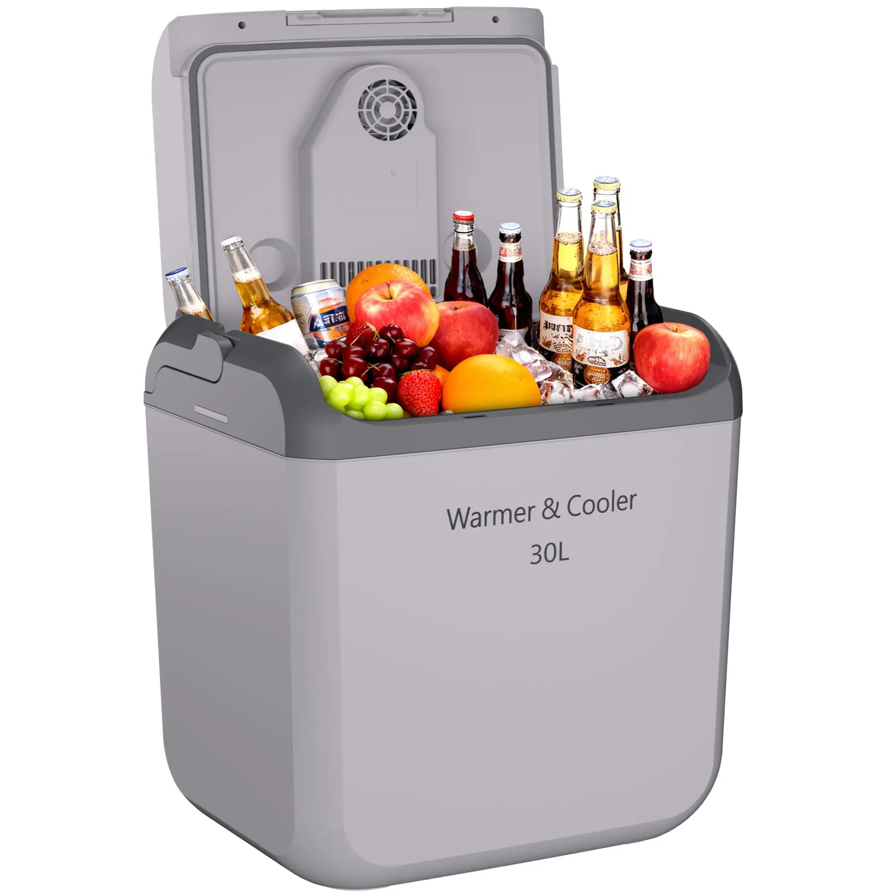 Portable Electric Car Cooler & Warmer 32QT (30L) – Thermoelectric 12V/110V Refrigerator with Handle – Dual Power Plug-in Fridge for Vehicle, Truck, Camping, Travel, Picnic