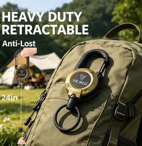 3 In 1 new multifunctional Retractable Pull Reel Carabiner Keychain, Strong Steel Wire Rope Buckle,Outdoor Sport Keychain Tool keychain  accessories
