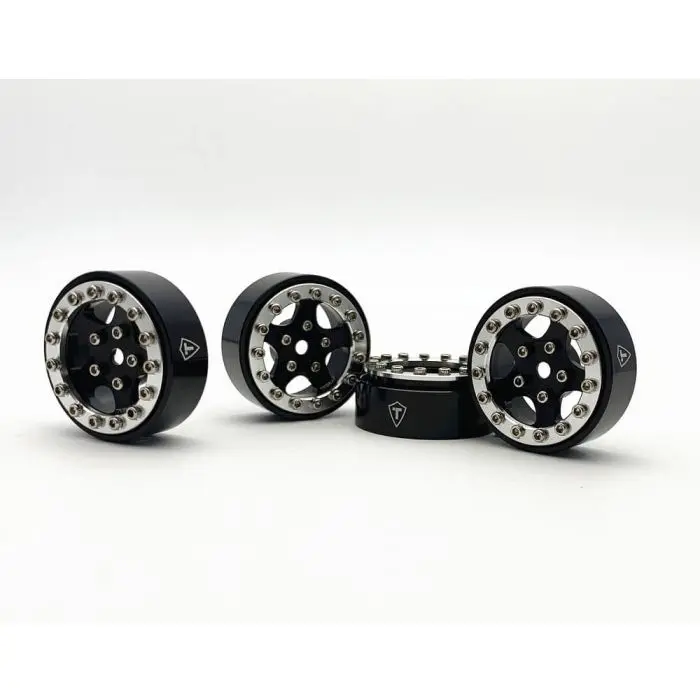 Treal 1.0" Aluminum B-Type Beadlock Wheels Silver/Black (4)