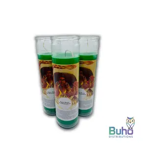 Saint Martha the Dominator 8" Full Label-Green |Santa Marta la Dominadora-Verde| Set of 3 Religious 8” Candles | Búho Distribution