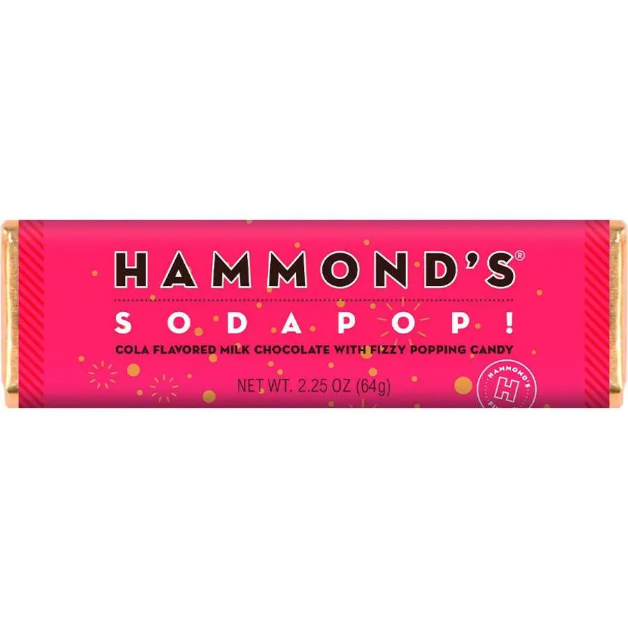 Hammond's Cola Flavor Popping  Milk Chocolate Bar 2.25 oz 12 ct