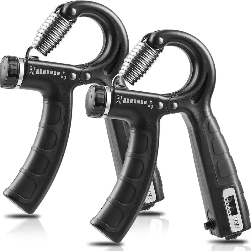 2-Pack Aircraft Aluminum+Plastic Workout Hand Gripper with 99-Rep Tracker, Adjustable Res. 11-132Lbs (5-60kg), Forearm Strength Trainer, Grip Tester, Universal Size for Rehab&Gym Muscle Building, Stress Relief