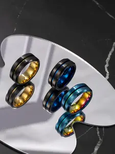 3 Pcs Rotatable Titanium Steel Rings, Rotating Rings, Anxiety Relief Ring, Anxiety Fidget Ring, Anti Anxiety Jewelry, Stress Relief Jewelry, Colorful Stainless Steel Street Style Finger Toys, Unisex All Season Wearable Jewelry