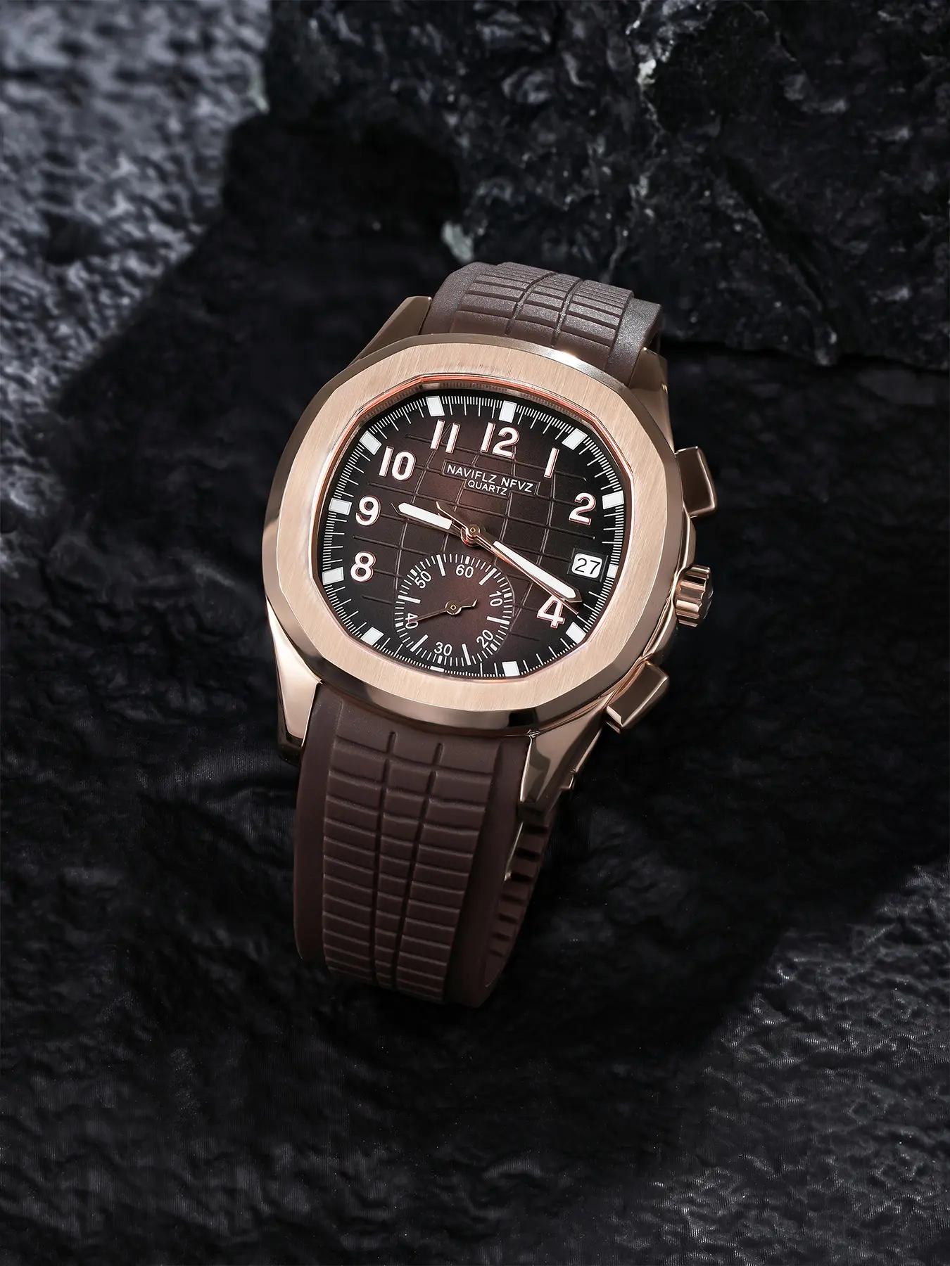 New Arrivals NAVIFLZ NFVZ Brand Men Quartz Watches 40MM Rose Gold Stainless Steel Male Functional 5990 Sports Wristwatch, Fashionable Modern Waterproof Watch