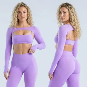 DFYNE Impact Performance Set - Seamless Long Sleeve Workout Top & Sculpting Pants, Quick-Dry Compression Fitness Suit Scrunch Butt Leggings