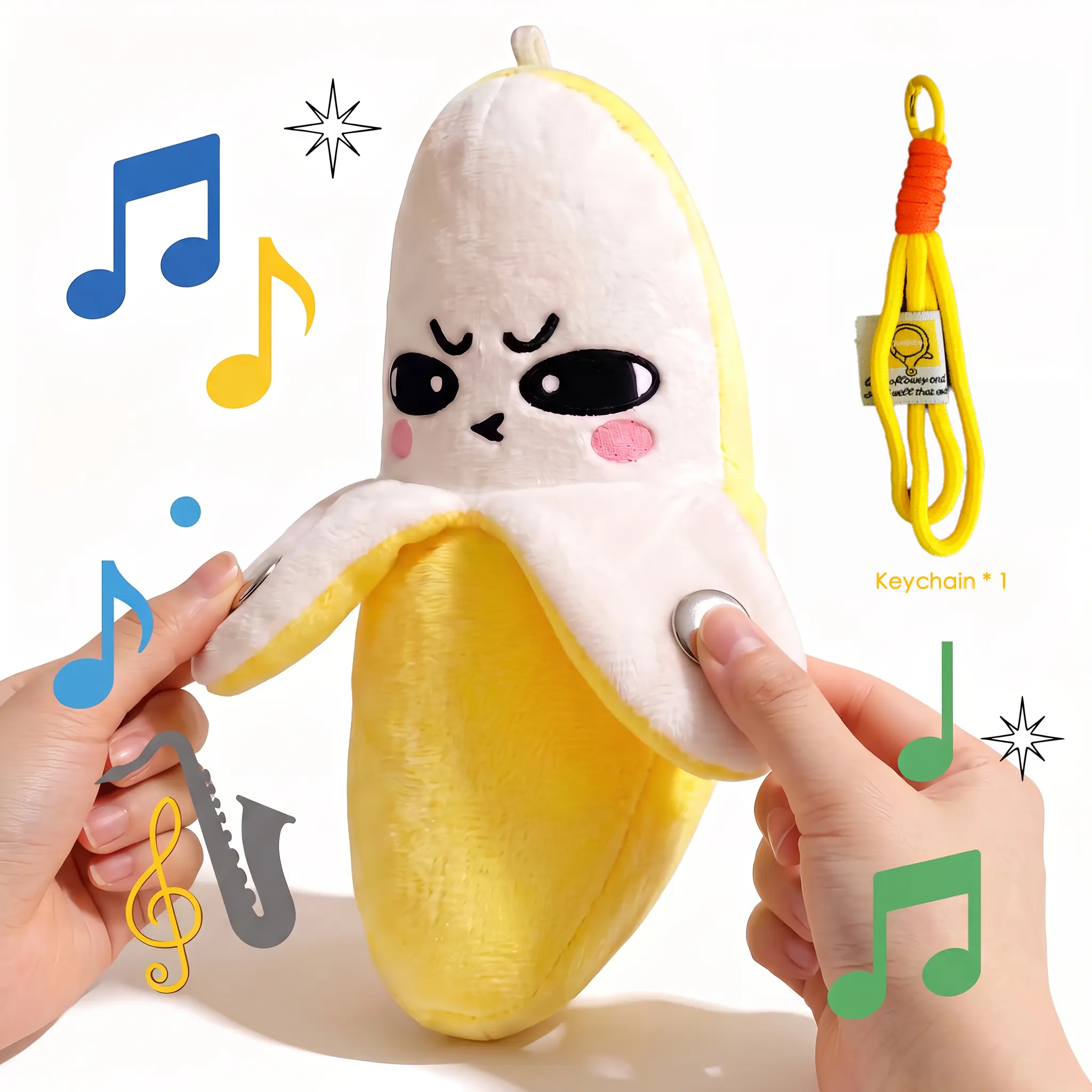 【Keychain Style】Mini Interactive Music Plush Toy Bag Charm , Musical Touch Sensory Doll for Couple Interaction Christmas Birthday Boyfriend Cute Gifts