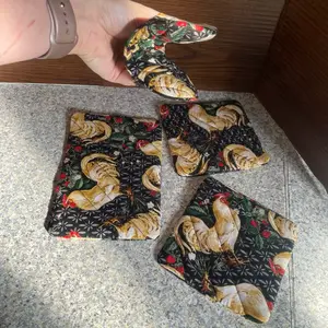 4 piece Pot holder rooster set