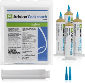 Advion Cockroach Gel Bait, 4 Tubes x 30-Grams, 1 Plunger and 2 Tips, German Roach Insect Pest Control, Indoor and Outdoor Use, Roach Killer Gel for American, German and Other Major Cockroach Species