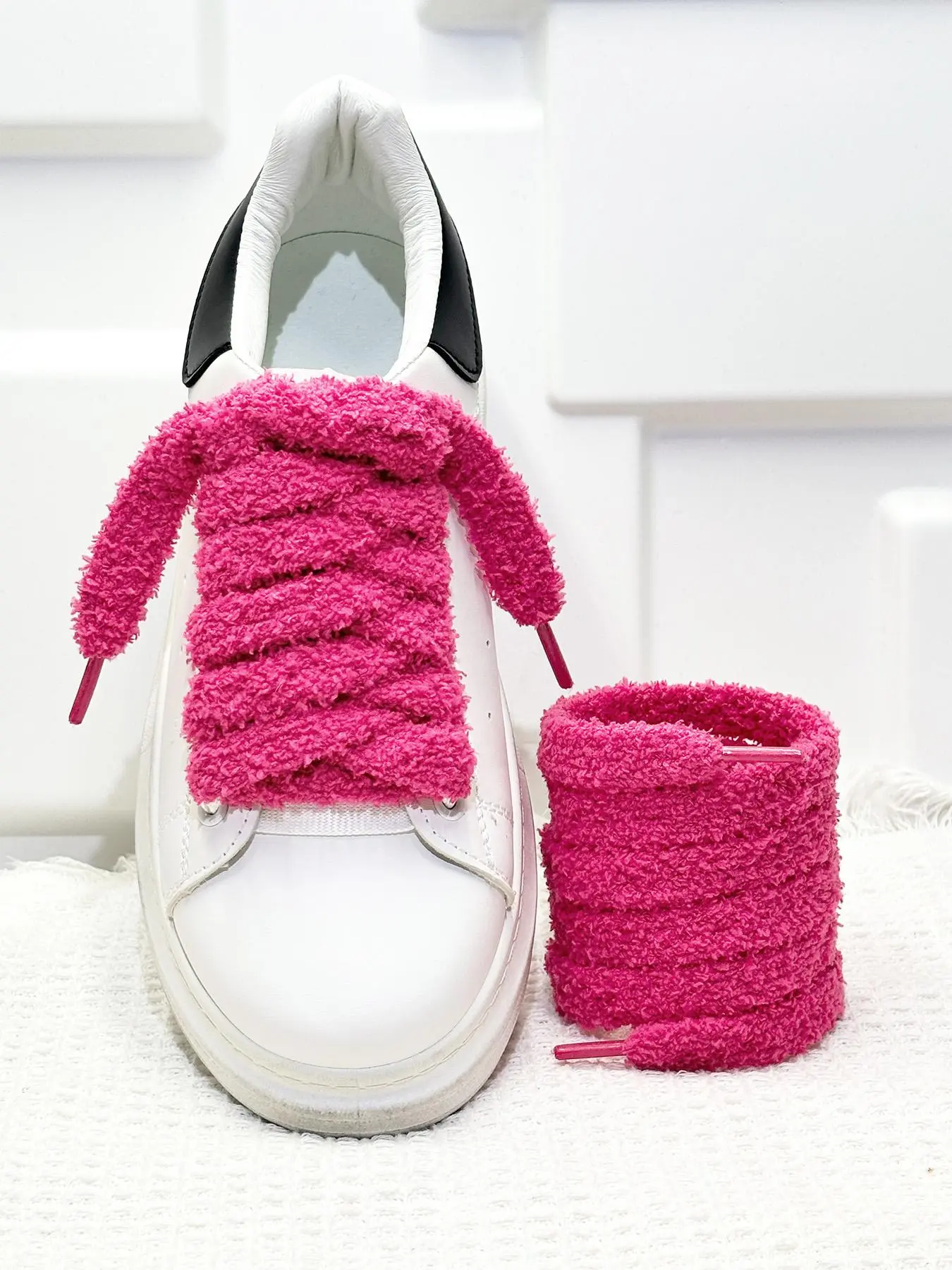 Solid Color Fluffy Shoelaces, Cute Soft Trendy Casual Wide Shoelaces, Thick Laces Design, Ladder Laces, Fashionable Shoes Accessories for Women & Girls