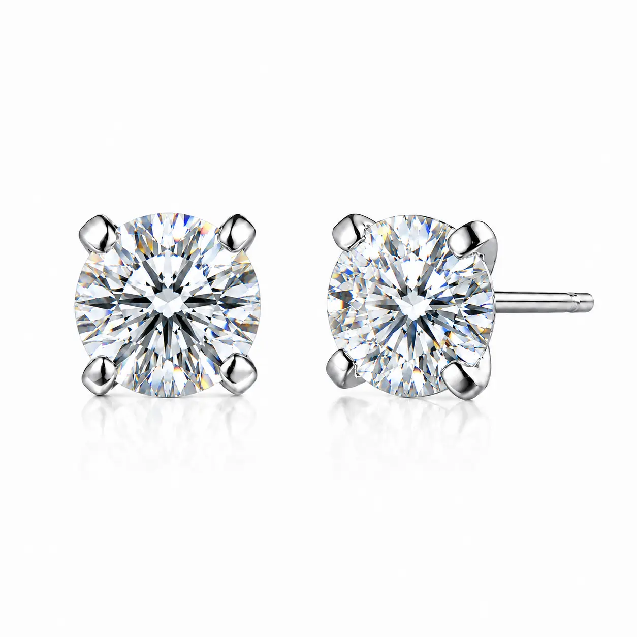 2 CTTW Statement  Studs Lab Grown Diamond Stud Earrings for Women, S925 Sterling Silver Round Diamond Earrings, 4 Prong Push Back, Gift Box  eom jewelry Studs Set Studs Set