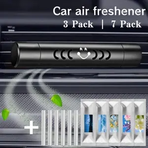 Car Air Freshener Set, 1 Alloy Diffuser + 2/6 Replacement Cores, Remove Odors, Car Deodorizer, Car Odor Remover, Long-Lasting Freshness, Car Perfume Decorative Clip, Car Interior Diffusers, Car Fragrance, Car Interior Accessories