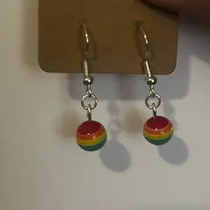 (PRIDE COLLECTION) Rainbow Striped Dangly Earrings Equality Celebrate Diversity