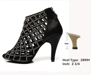 Black Satin Latin Dance Shoes Shiny Breathable High Heel