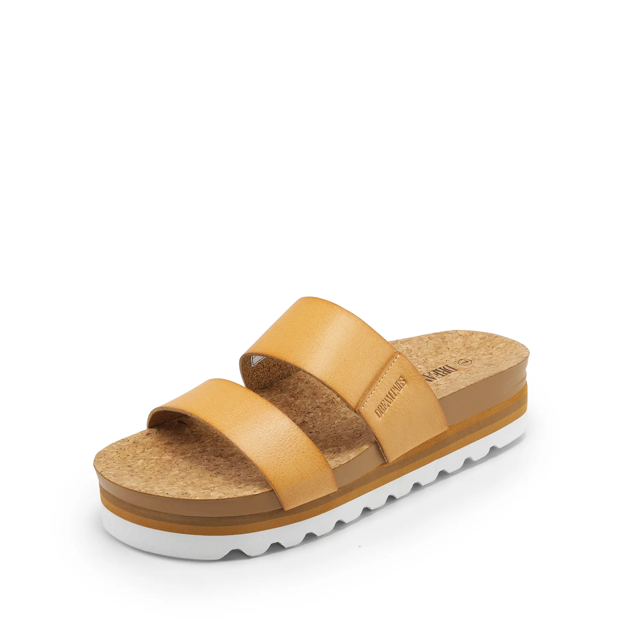 Dream Pairs Women's Slip-On Flatform Platform Sandals - 2-Strap Cork Wedge Comfortable Heels with Arch Support, Walking Shoes for Daily Fashion Footwear