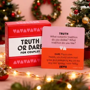 Truth Or Dare Themed Card Game, 1 Box Adult Couples & Family Game Cards, Party Game Supplies for Indoor & Outdoor, Party Board Game