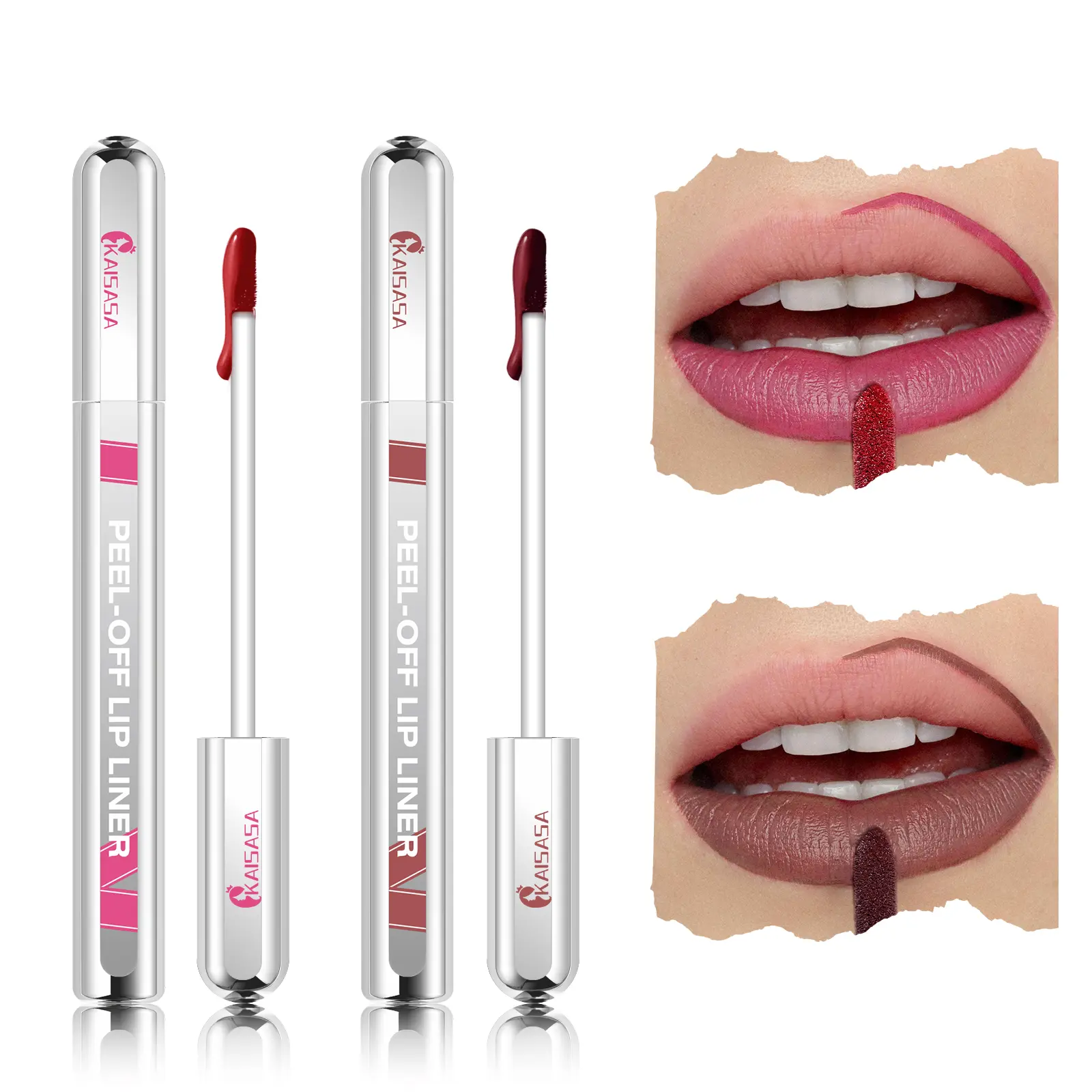 KAISASA Peel-Off Lip Liner Stain Makeup Cosmetic Single Item - Waterproof Peelable Lipliner with Hyaluronic Acid & Vitamin E, Long-Lasting All-Day Formula