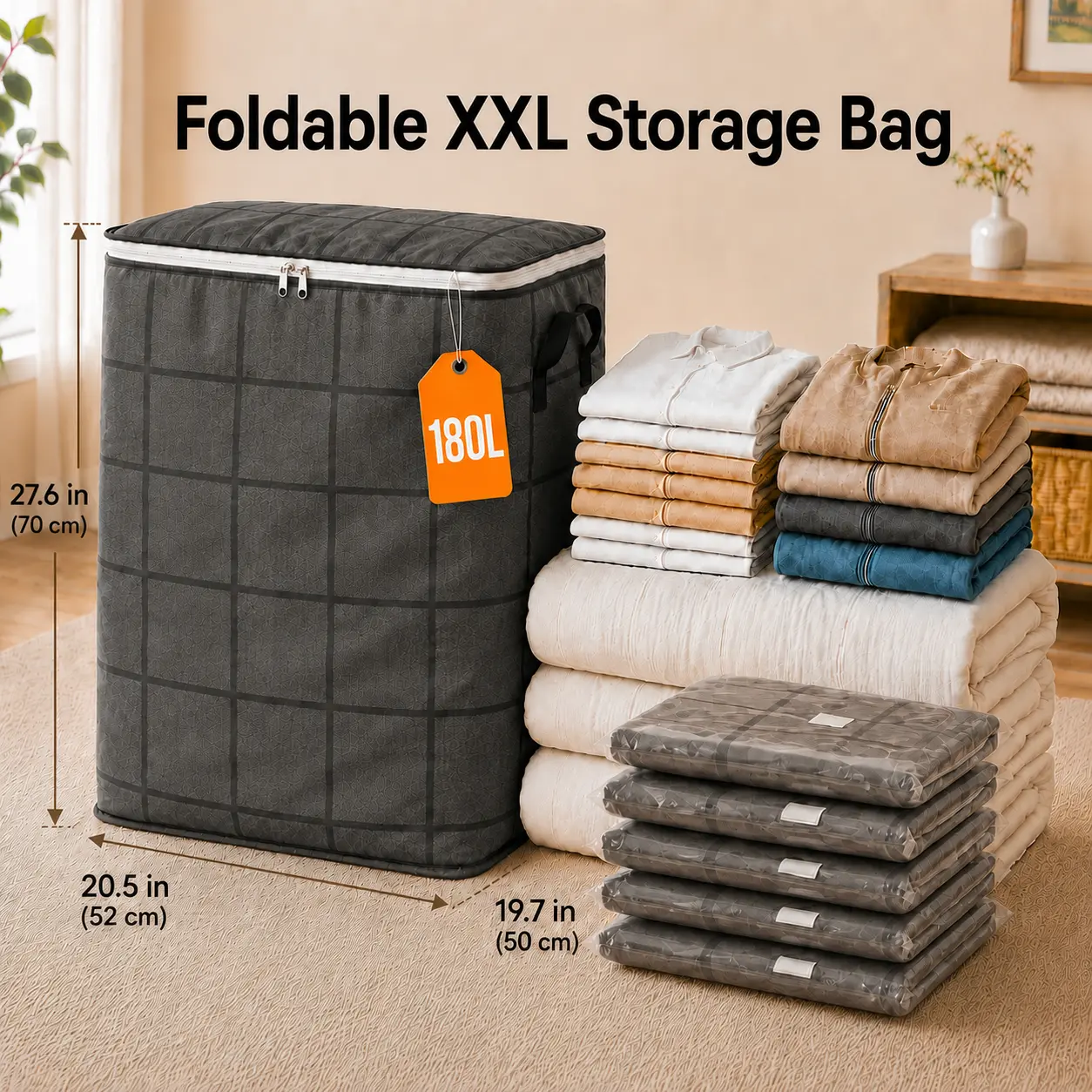 Extra Large Heavy Duty Moving Bags with Backpack Straps & Reinforced Handles, Dustproof Storage Bags for Clothes, Bedding & Travel, Zipper Closure Organizer for College Dorm, Closet and Home Organization