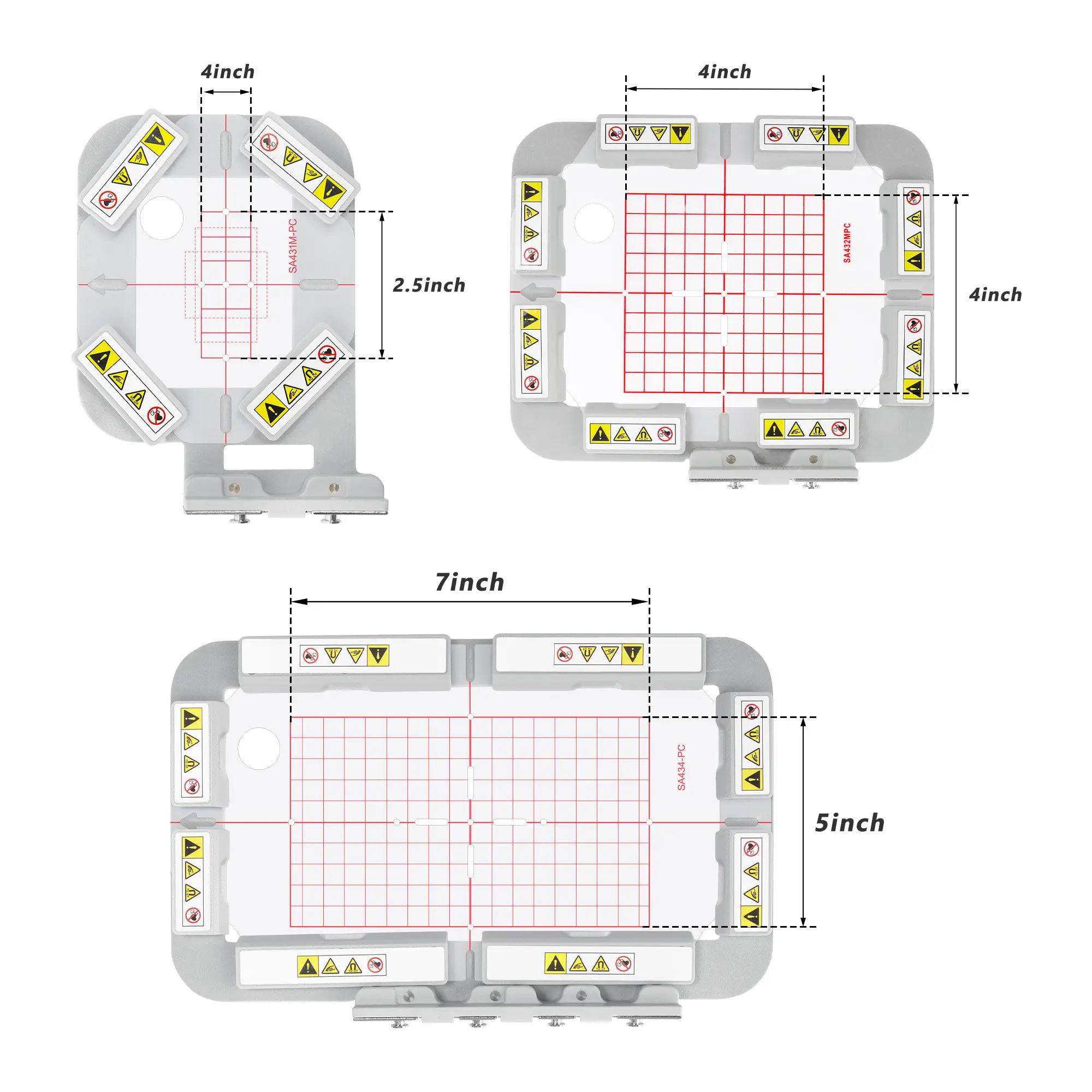 Sew Tech 3IN1-AMK Multi-Size Metal Magnetic Embroidery Hoop Set with Bar Magnets, Plastic Components, Machine Slot & Fabric Fixation for Brother, Babylock Models (Set Includes Sash Frames)