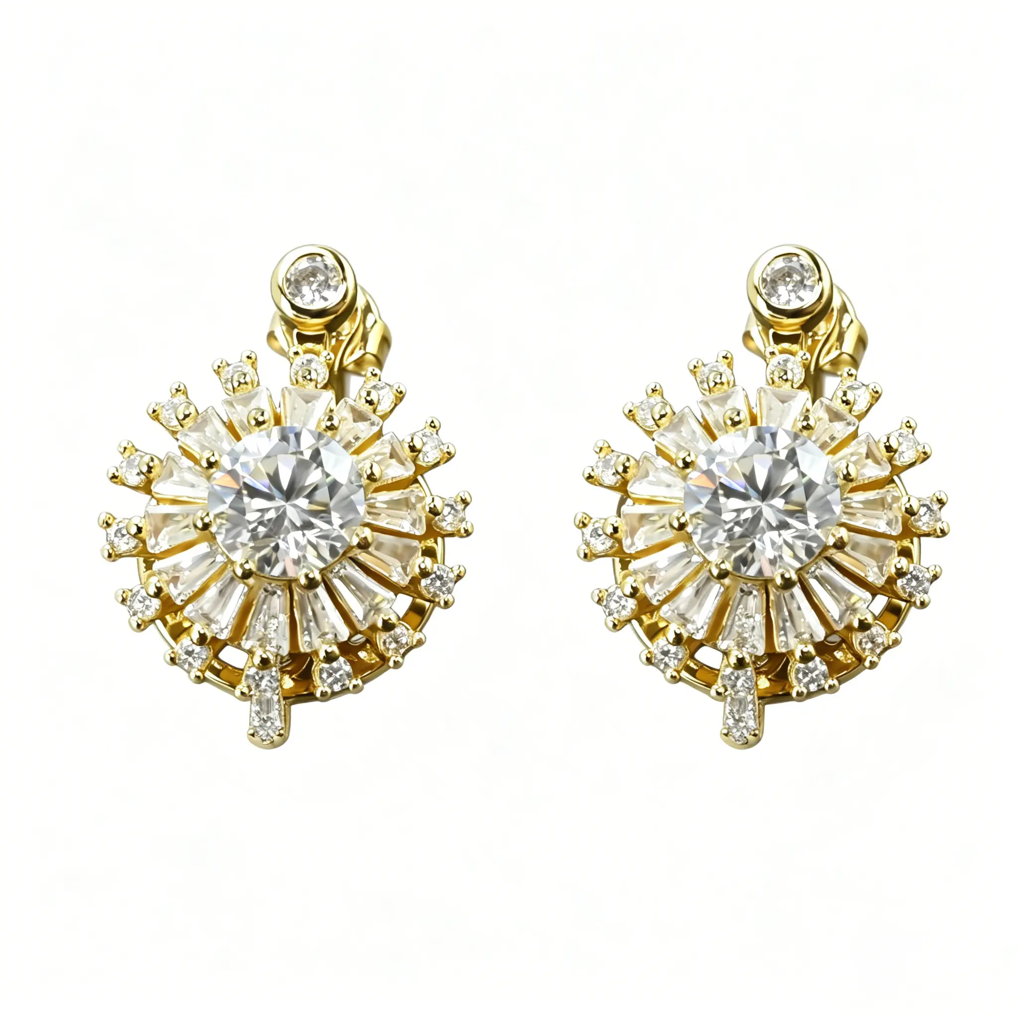 Moissanite Rotatable decompression stress-relieving sunflower Drop Earrings for Women - 2CT 6.5MM D VVS1 Stackable stud earring gift 18K Gold & 925 Silver Plated Lab-Created Moissanite | Elegant Timeless | dealsforyoudays gift， Black Friday Gift