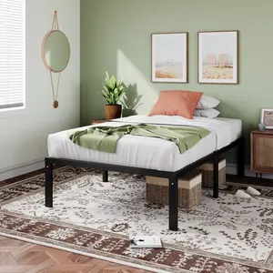 MUTICOR Heavy Duty Twin/ Full/ Queen/ King Platform Bed Frame,Self-Attached Headboard, 【Frame Only No Mattress】No Box Spring Needed,Noise-free, Non-Slip Design,#TikTokShopBlackFriday #ChristmasGifts