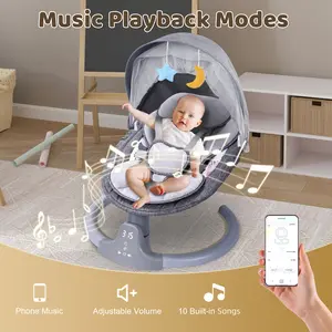 Baby Swing,Baby bouncer,BRC baby for Infants,Portable Electric Baby Rocker with 5 Sway Speed,10 Preset Songs,Remote Control,Bluetooth Music,Grey Electric Bluetooth Baby Swing with Remote mecedor  aparabebe swing  bebé tik  shopping mom  cozy  electric lar