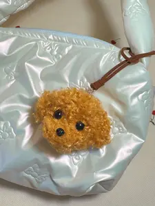 Fluffy Dog Head Keychain or Bag Charm | Handmade Poodle Head Plush | Plush Puppy Accessory Gift for Dog Lovers | Gift for Her | Cute Puppy Plush Charm or Keychain