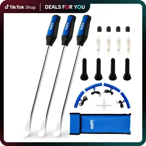 Orion Motor Tech 11.5/ 14.5" Tire Spoon Kit, 20pc Tire Changing Tool for Motorcycle Dirt Bike Lawn Tractor Bicycle, Motorcycle Tire Changer Tire Removal Tool with 4pc Rim Covers Valve Tool Valve Cores, Limited Time Deal