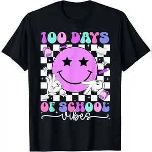 100th Day Of School Vibes 67 Six Seven Meme Slang Smile Face T-Shirt Comfy Everyday T-Shirt