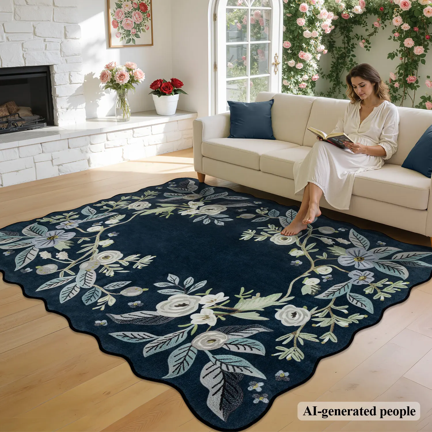 BSICPRO Vintage Chic Floral Print Doormat, Non-Slip Rustic Flat Weave Low Pile Wrinkle Resistant Washable Rug for Front Entryway | Pet Friendly, Multi Sizes & Colors, Back to School Home Decor Essential, High Traffic