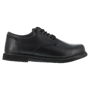 Grabbers Women's Plain Toe Oxford Work Shoe's Soft Toe Friction G112 In Black Rubber Footwear