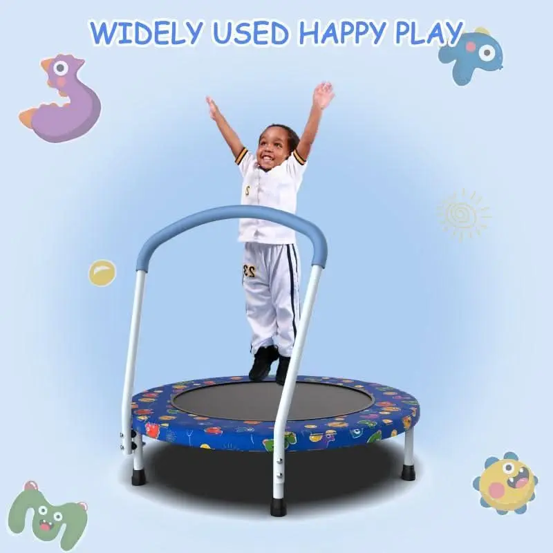 Mersco 36in Mini Trampoline for Toddlers Ages 3-6, Unisex Portable Indoor-Outdoor Bouncer with Durable Frame, Padded Safe Grip Handrail, Ideal Gift