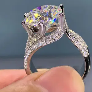 10MM Cubic Zirconia Wedding Bands Ring For Women Luxury Artficial Crystal Ring Engagement Accessories New Arrival Trendy Jewelry 1Pc