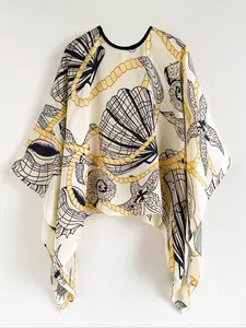Women's All Over Print Cape Shawl, Casual Soft Comfortable Shawl for All Seasons, Fashion Accessories for Daily Wear