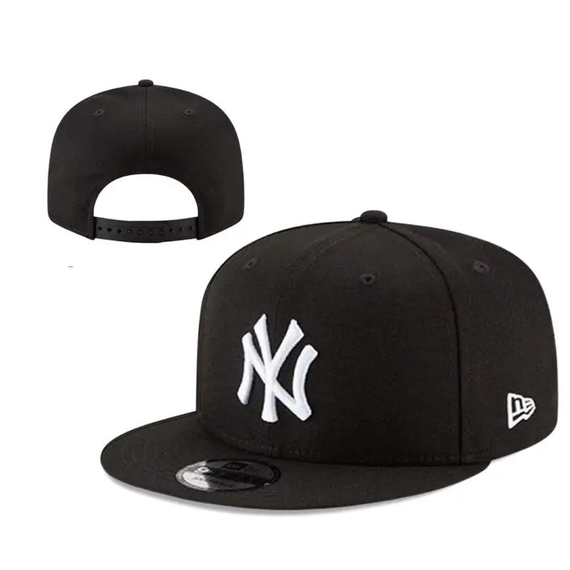 MLB New York Yankees Snapback Cap – Classic Black & White Embroidered Flat Bill Hat