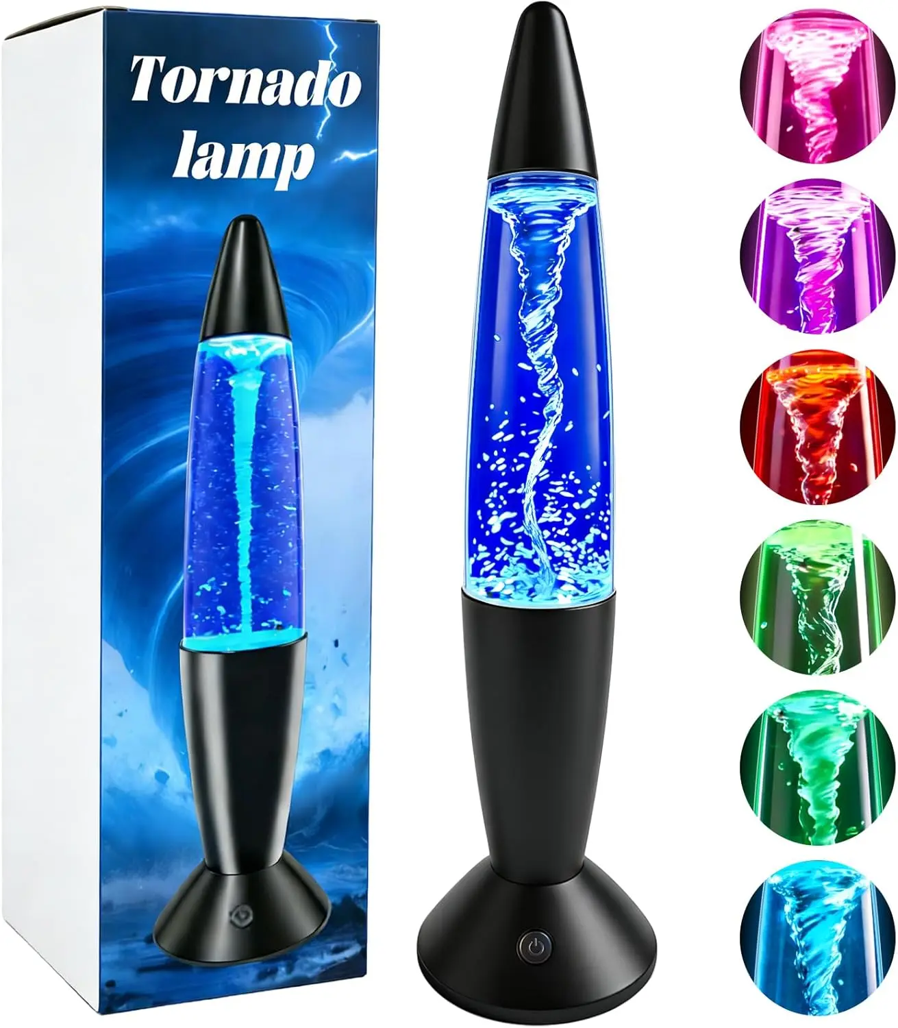 Twister Hurricane Light, 14-Inch Tornado Lamp Glitter Motion Light 7 Colors Touch Changing Night Light Relaxing Table Lamp for Home Bedroom Office Decoration Lighting Decor (Black)