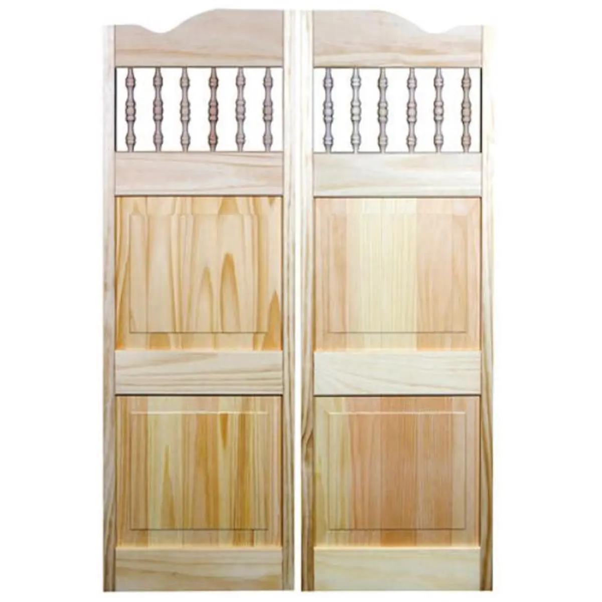 Carson City Spindle Top Cafe Door, American Unfinished Pine, 30x42 in, 1-1/8 in, 21 lbs, Stable, Adds Privacy, Admits Light and Ventilation (Model 483042)