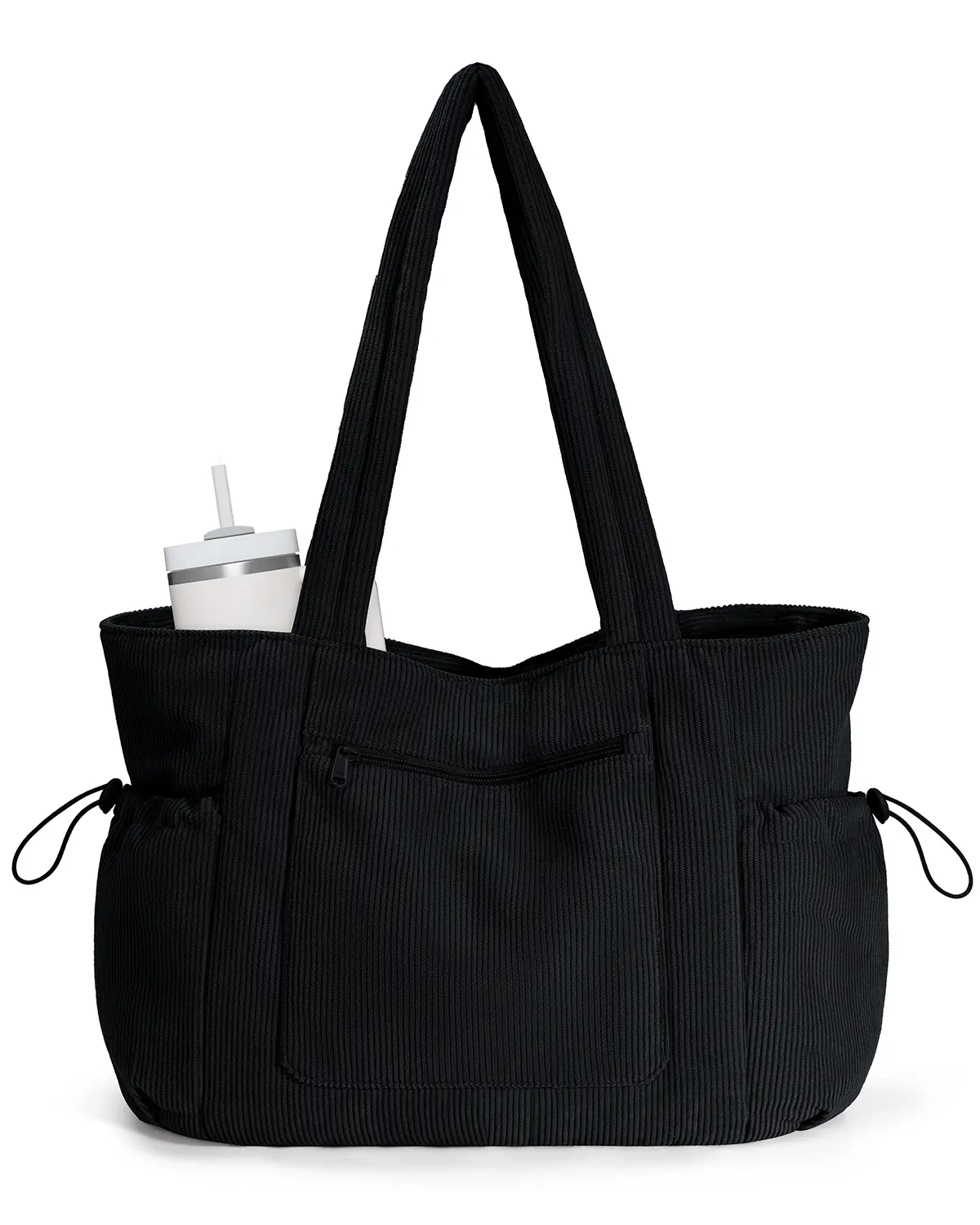 College Tote Bag for Women, Large Corduroy Tote Bag with Laptop Compartment, Work Travel Commuter Bag with Cup Holder & Luggage Sleeve,back to school,back to school haul