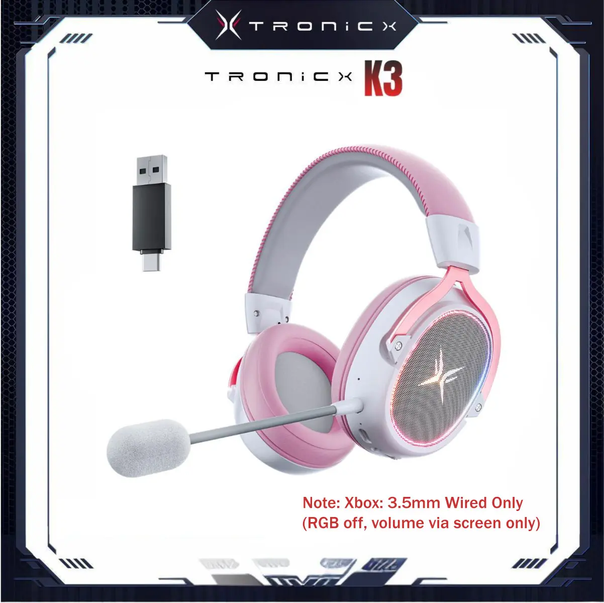 [Stock Up] TAGRY TRONICX K3 Gaming Headset Version 5.3, 7.1 Surround Sound, 50mm Drivers, Low Latency ENC Microphone for PC PS4 PS5 for PC Laptop Headphone Audio for Gaming & Music tiktokshopbacktoschool