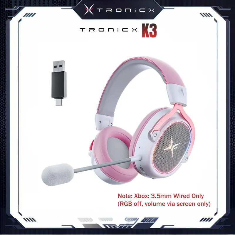 [Stock Up] TAGRY TRONICX K3 Gaming Headset Version 5.3, 7.1 Surround Sound, 50mm Drivers, Low Latency ENC Microphone for PC PS4 PS5 for PC Laptop Headphone Audio for Gaming & Music tiktokshopbacktoschool