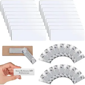 Magnetic 18 Sets Name Tags Printable Blank DIY Name Badge Magnets Adhesive Tag Holders Pins with Neodymium Magnets for Jacket Lapel Shirts