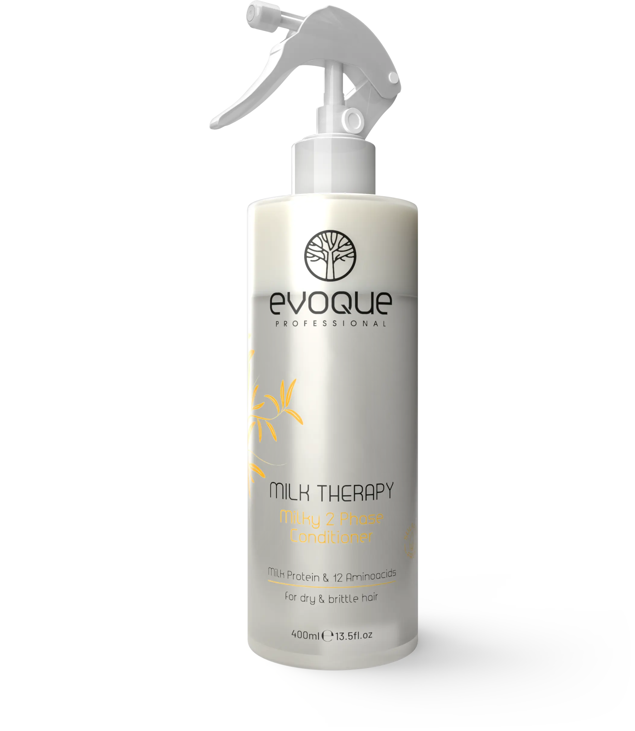 EVOQUE PROFESSIONAL Milk Therapy 2-Phase Silky Lightweight UV-Protective No-Rinse Leave-In Conditioner Spray Detangler, Haircare Product, 400ml (13.53 fl oz)
