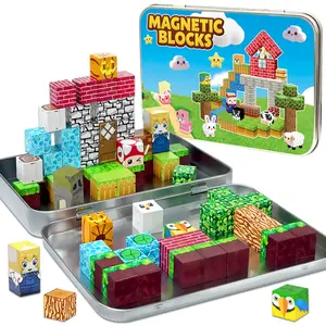 60pcs Magnetic Cubes with Box Set, Magnetic Building Cube, Animal Theme 3D Puzzle Toys, Kids Learning Set, Halloween Gifts for Boys and Girls, Mixed Color Abs Material