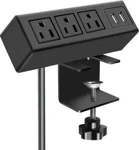 Desk Clamp Power Strip with USB Ports, Surge Protector 1200J, 125V 12A 1500W, Edge-Mounted Charging Station