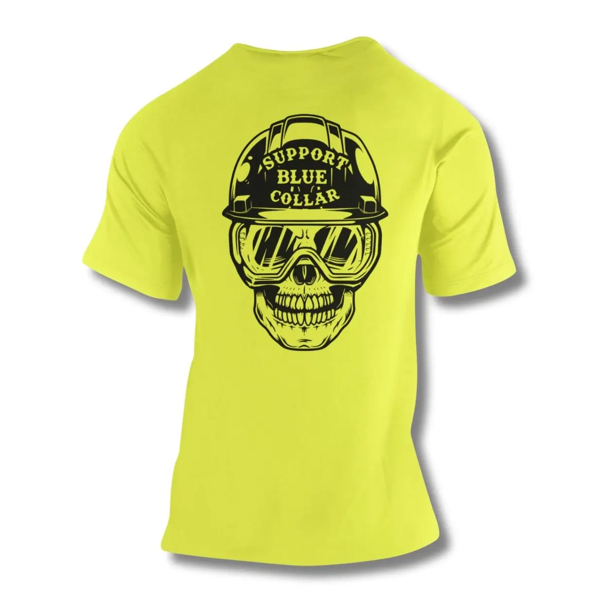 Support Blue Collar Hardhat Skull T-Shirt