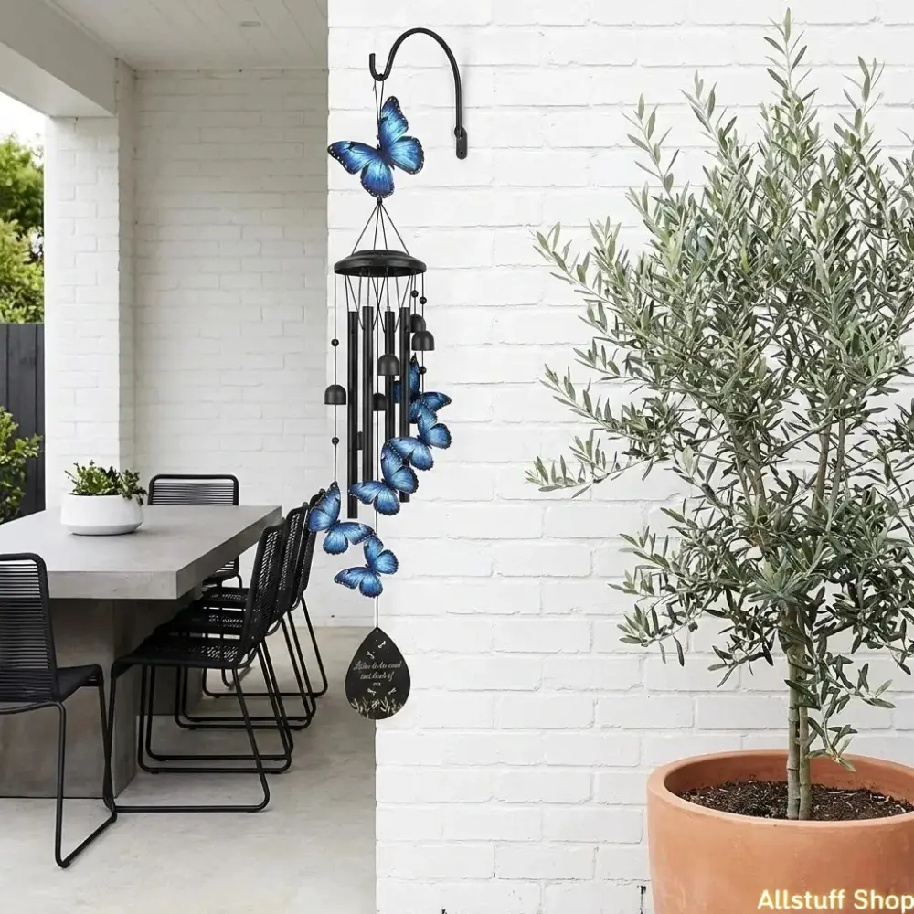 Butterfly Wind Chimes Outdoor Black Metal Wind chimes Garden Patio  Butterfly Gifts for Women Ideal Memorial/Housewarming/Birthday/Festival Gifts Front Yard  Hangable Ornaments Water Proof Water Proof Water Proof