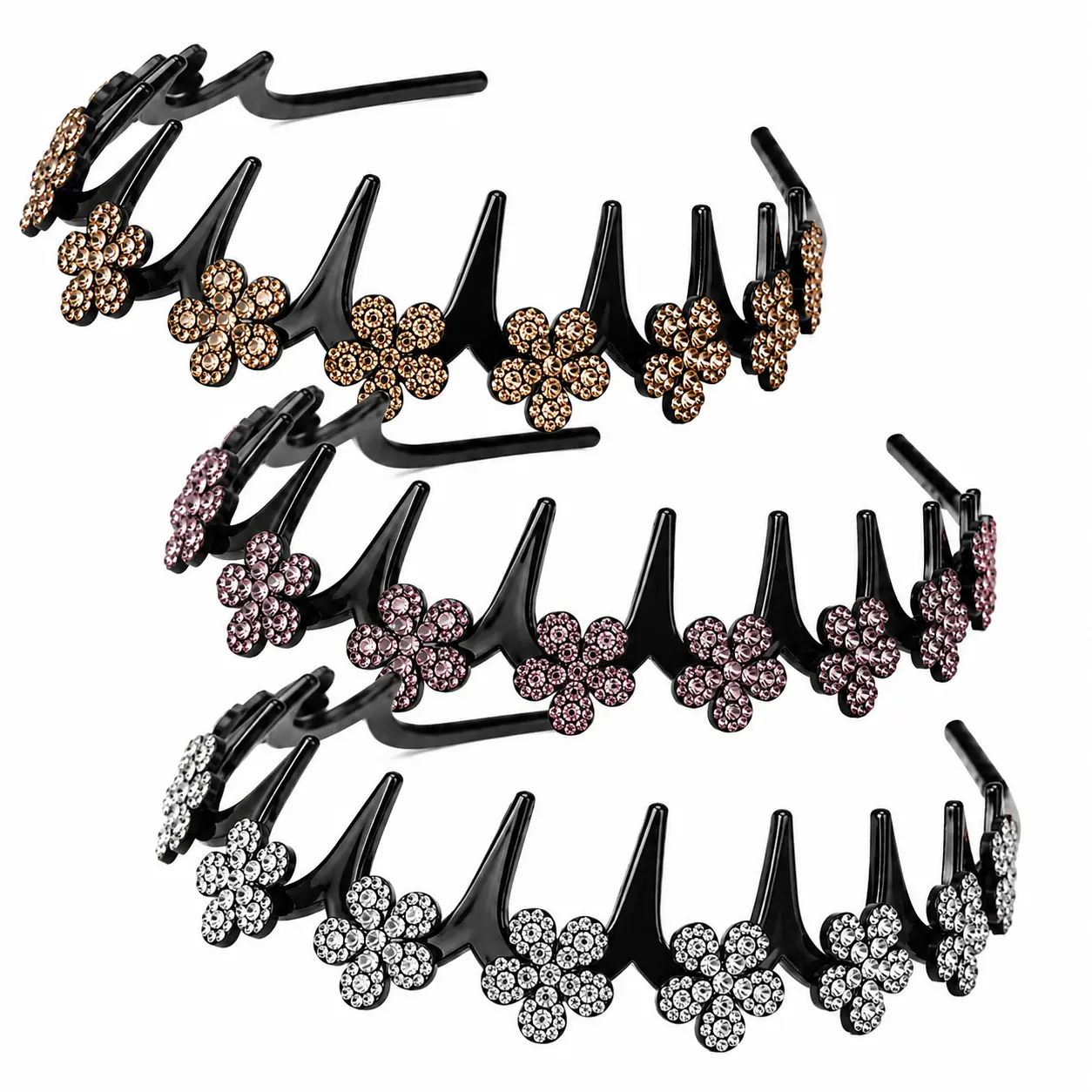 Sparkle Floral Hair Fixing Band, No Slip Updo Hair Holder for Half Up & High Ponytail Styling