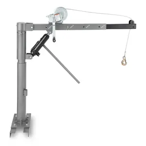 1000 Lbs Pickup Truck Crane - Hydraulic Hoist with Manual Winch, 360° Swivel & 4 Adjustable Boom (500/600/700/1000 Lbs), Heavy Duty Lifting for Factory, Warehouse, Construction